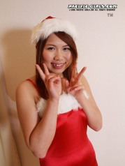 Santa asian girl parted red pussy