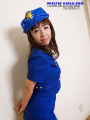 Blue police asian girl in yellow panty