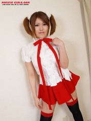 Red uniform Asian Girl Photo Set