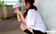 Asian College Schoolgirl In Miniskirt