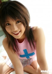 Pretty Asian AV Idols Azumi Harusaki Shows Nipples and Hairy Pussy on Sofa