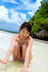 Pony Tailed Japanese Teen Girl Hikaru Showing Tits On The Beach