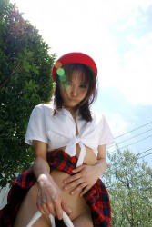 Japanese Schoolgirl Mihiro Showing Her Panties Upskirt