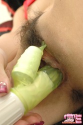 Asian Teenie Puts Dildo In Her Extremely Hairy Snatch