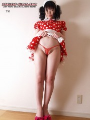 Juicy maid in a red dress spread her legs